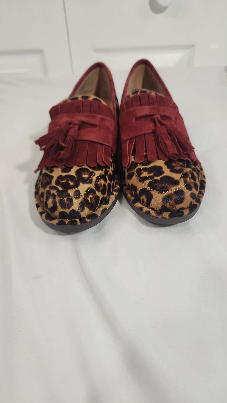 Gentle Souls by Kenneth Cole Cydney Leopard Haircalf Tassel Kiltie Loafers